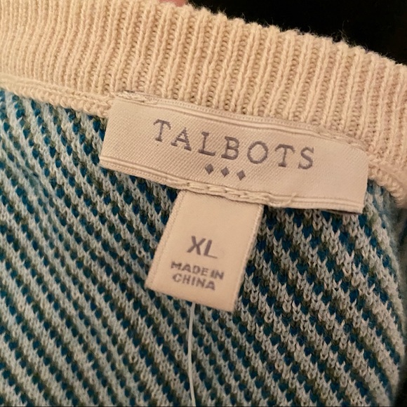 Thick sweater green, blue, cream plaid design - Picture 13 of 15